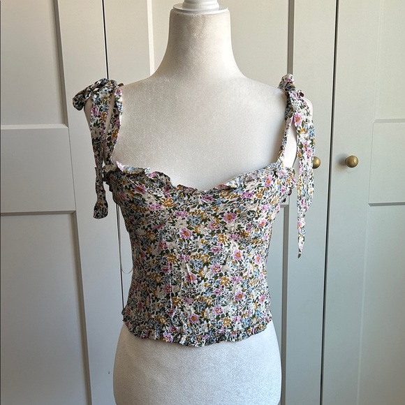 ASTR Floral Tie Cami - Pink and Blue | M - Picture 3 of 5